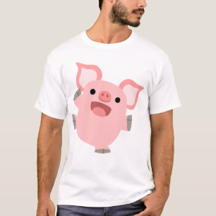 嬉しい漫画のブタの子供のTシャツ Tシャツ