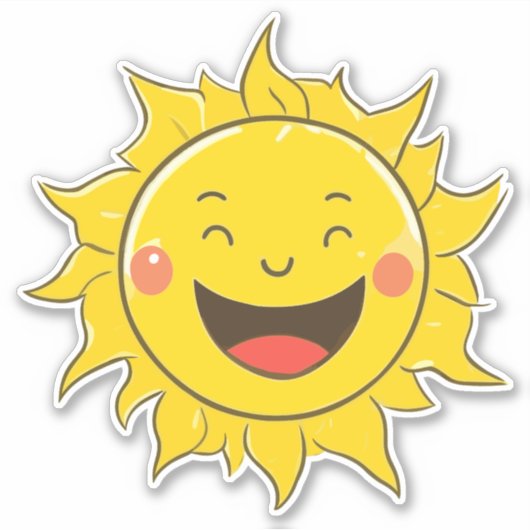 嬉しい笑い太陽 シール (正面)