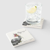 嬉しい象-日の間住んで下さい! ストーンコースター (横)