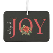 嬉しい赤いクリスマスのポインセチアが黒に輝いた。 カーエアーフレッシュナー (裏面)