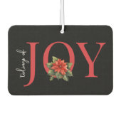 嬉しい赤いクリスマスのポインセチアが黒に輝いた。 カーエアーフレッシュナー (正面)