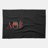 嬉しい赤いクリスマスのポインセチアが黒に輝いた。 キッチンタオル (横)