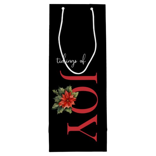 嬉しい赤いクリスマスのポインセチアが黒に輝いた。 ワインギフトバッグ (裏面)