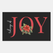 嬉しい赤いクリスマスのポインセチアが黒に輝いた。 長方形シール (正面)