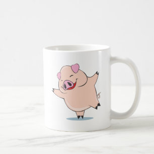 嬉しい踊りのブタ コーヒーマグカップ