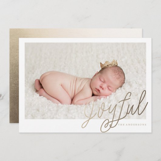 嬉しい金ゴールドホイルの写真のクリスマスの挨拶状 シーズンカード (正面/裏面)