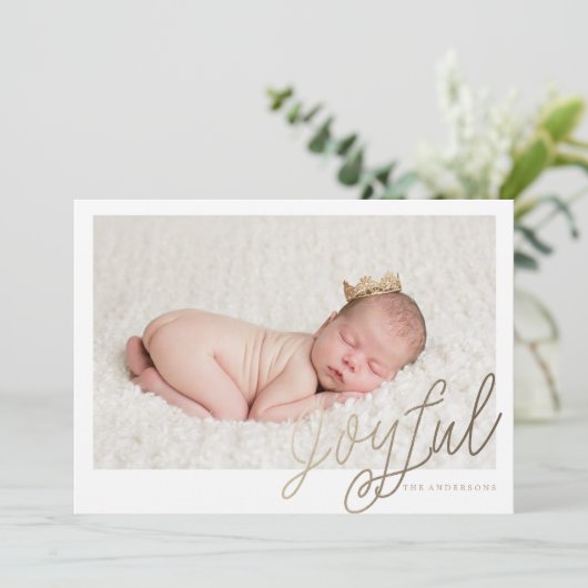 嬉しい金ゴールドホイルの写真のクリスマスの挨拶状 シーズンカード (スタンド正面)