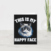 嬉しい顔おもしろいで、不機嫌な顔の猫 カード (正面)