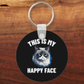 嬉しい顔おもしろいで、不機嫌な顔の猫 キーホルダー (正面)
