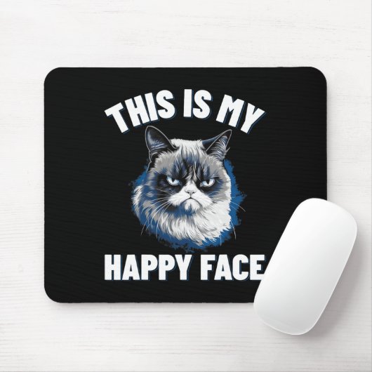 嬉しい顔おもしろいで、不機嫌な顔の猫 マウスパッド (マウス)