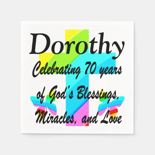嬉しい70パーソナライズされた番目の誕生日ナプキンス スタンダードカクテルナプキン (正面)