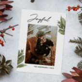 嬉しい。水彩の冬のフローラクリスマスフォト シーズンカード