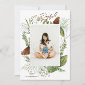 嬉しい。水彩クリスマスウッドランド緑 シーズンカード (正面)