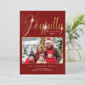 嬉しく赤賛美い金ゴールド輝く家族の写真 シーズンカード (スタンド正面)