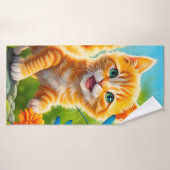 嬉しそうな子猫 バスタオル (バスタオル)