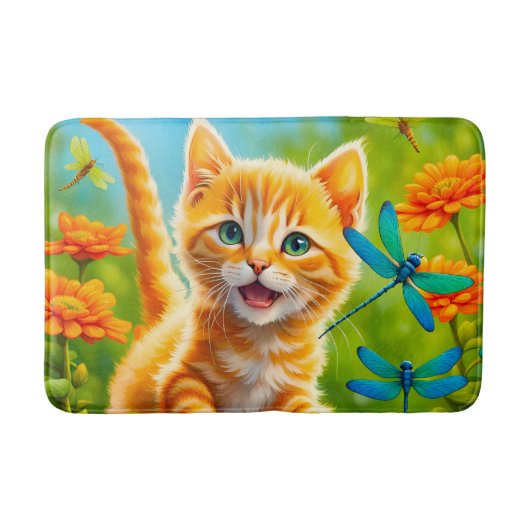 嬉しそうな子猫 バスマット (正面)