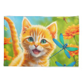 嬉しそうな子猫 枕カバー (裏面-左)