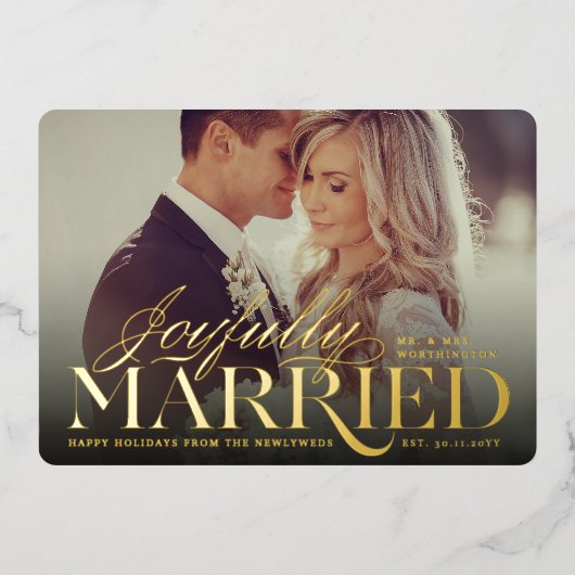 嬉し結婚したくモダンクラシック結婚の写真 箔シーズンカード (正面)