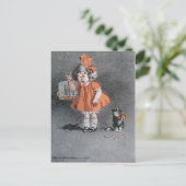 子おもしろいどもと生意気な猫のヴィンテージアンティーク ポストカード (スタンド正面)