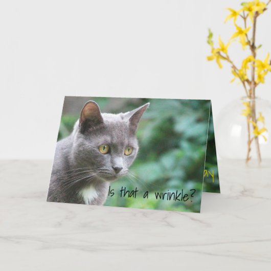 子おもしろいネコ カード (黄色い花)