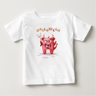 子おもしろい供ハロウィーンデビルトドラー ベビーTシャツ