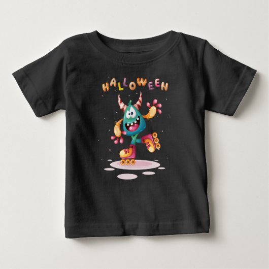 子おもしろい供ハロウィーンモンスタートドラーベビーT-Sh ベビーTシャツ (正面)