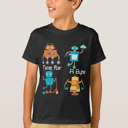 子おもしろい供ロボットのバイト時間 Tシャツ (正面)