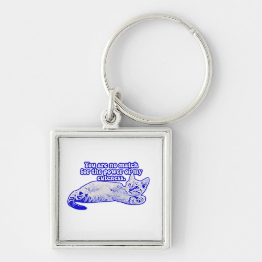 子おもしろい猫や猫好きの不機嫌な猫ミーム キーホルダー (正面)