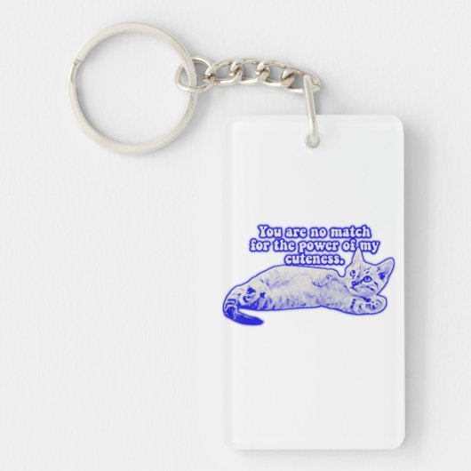 子おもしろい猫や猫好きの不機嫌な猫ミーム キーホルダー (正面)