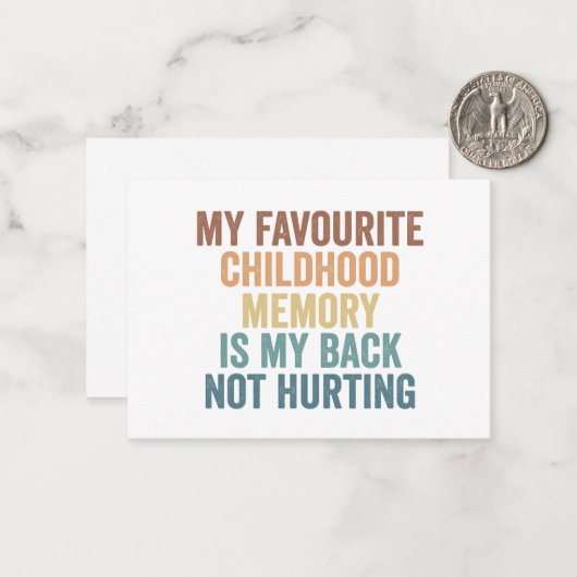 子お気に入りのども時代の思い出は後ろおもしろいだ ノートカード (正面/裏面インサイチュ)