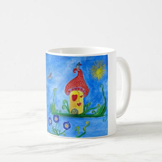 子お洒落イラストレーションクラシックホワイトマグ コーヒーマグカップ (正面右)