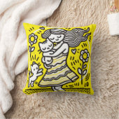 「子お洒落ネコの女の子 クッション (ブランケット)