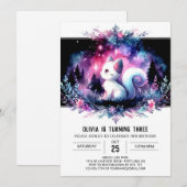 子お洒落ネコ誕生日 招待状 (正面/裏面)