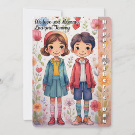 子お洒落供のイラストレーション母の日