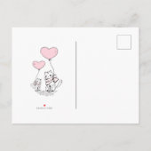 子お洒落猫と風船の男の子シャワー インビテーションポストカード (裏面)