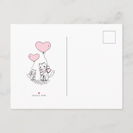 子お洒落猫と風船の男の子シャワー インビテーションポストカード (裏面)