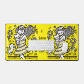 子お洒落猫の少女 デスクマット (キーボード&マウス)