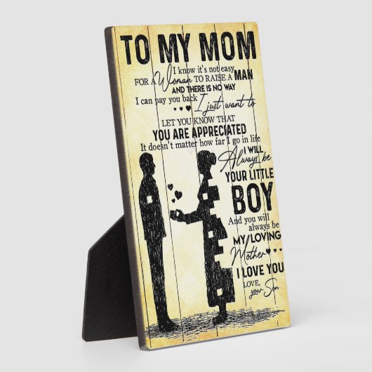 子から母への贈り物 |家族に対する特別ギフト フォトプラーク (側面)