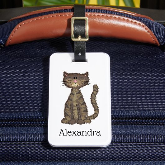 子かわいらしネコパーソナライズされた ラゲッジタグ (正面インサイチュ2)