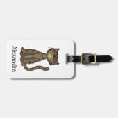 子かわいらしネコパーソナライズされた ラゲッジタグ (正面横)