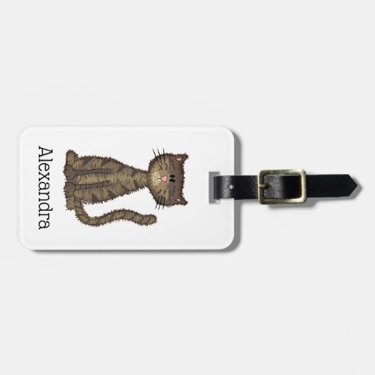 子かわいらしネコパーソナライズされた ラゲッジタグ (正面横)