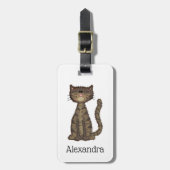 子かわいらしネコパーソナライズされた ラゲッジタグ (正面縦)