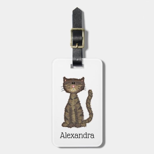子かわいらしネコパーソナライズされた ラゲッジタグ (正面縦)