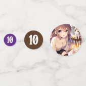 子かわいらし猫とお誕生日ケーキのアニメ女の子 コンフェッティ (正面)