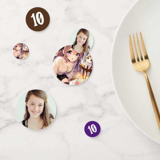 子かわいらし猫とお誕生日ケーキのアニメ女の子 コンフェッティ (グループ)