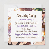 子かわいらし猫とお誕生日ケーキのアニメ女の子 招待状 (裏面)