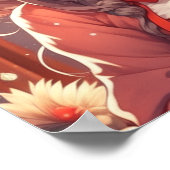 子かわいらし猫のクリスマスを抱えるアニメの少女 ポスター (角)