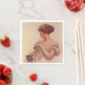 子かわいらし猫を抱いている女性（ハリソン・フィッシャー著） スタンダードカクテルナプキン (インサイチュ)