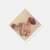 子かわいらし猫を抱いている女性（ハリソン・フィッシャー著） スタンダードカクテルナプキン (角)