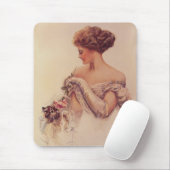 子かわいらし猫を抱いている女性（ハリソン・フィッシャー著） マウスパッド (マウス)